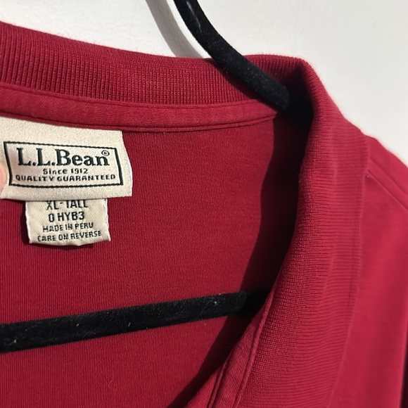 Vintage L.L. Bean Polo Shirt Men Sz XL Tall Red Pima Cotton Long Sleeve - Picture 2 of 5